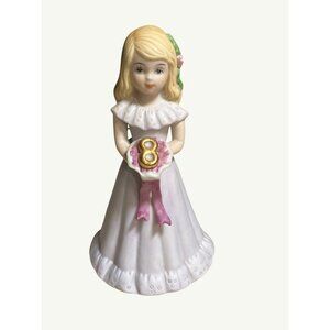 Enesco Growing Up Birthday Girls Figurine Blonde Girl Holding Number 8